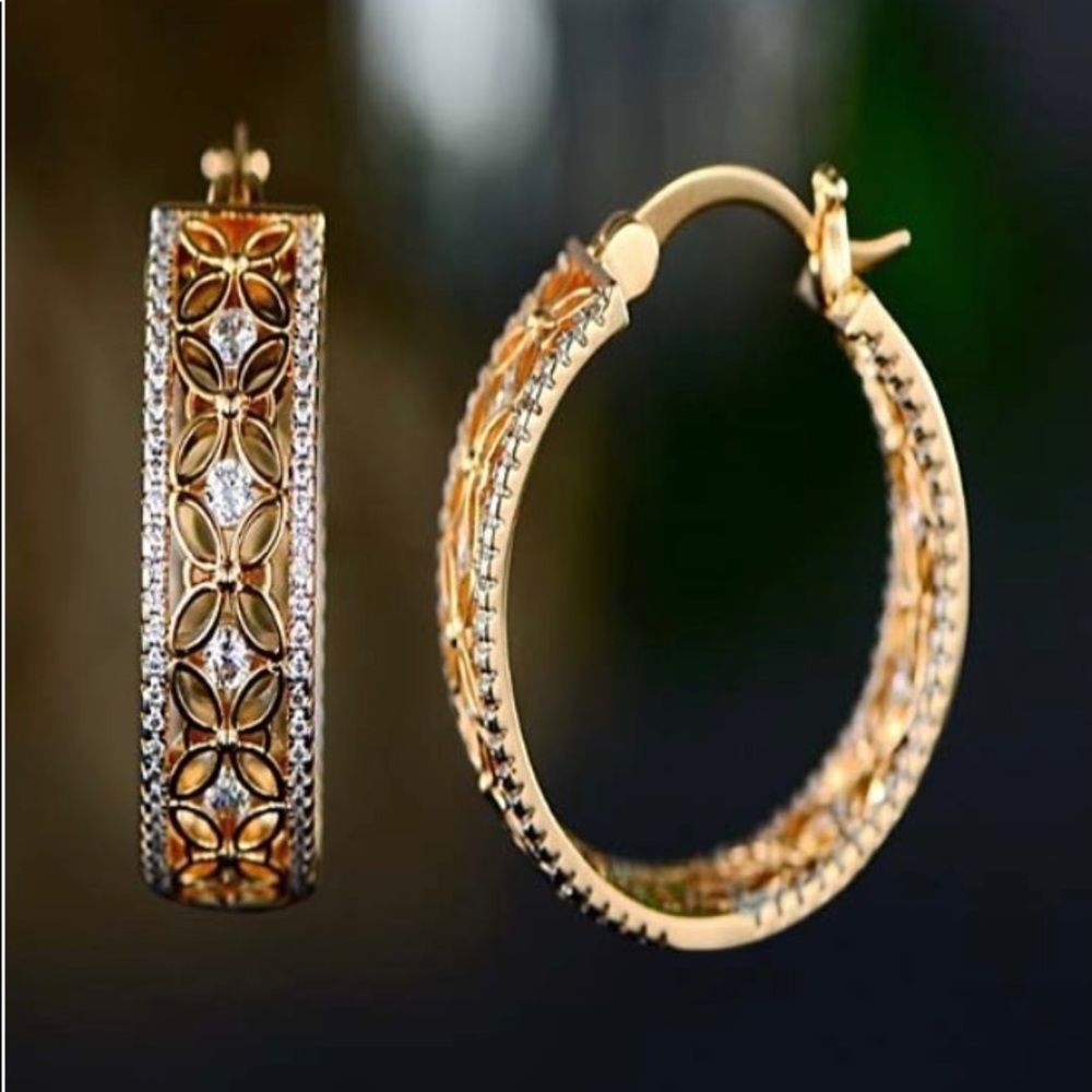 18k Gold Plated Hoops w/Swarovski Crystals